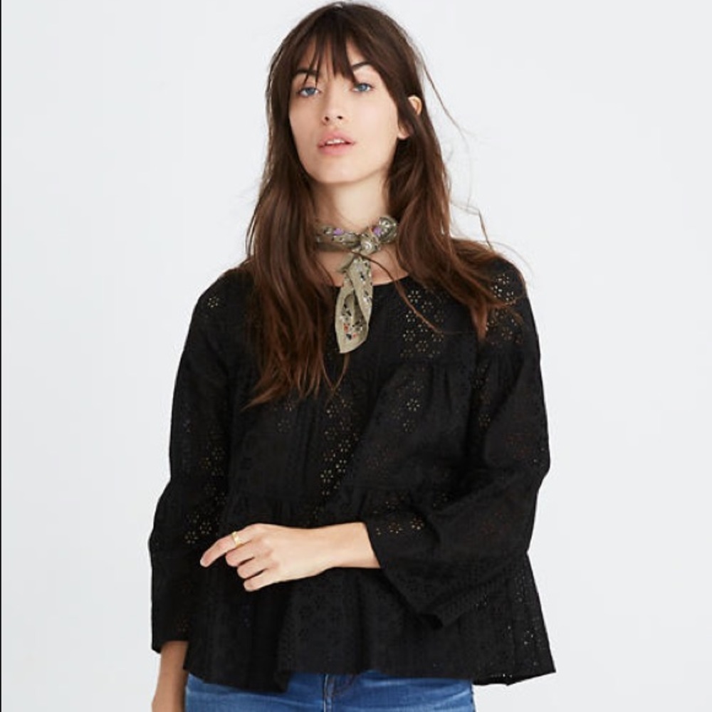 Madewell Eyelet Tiered Button Back Top